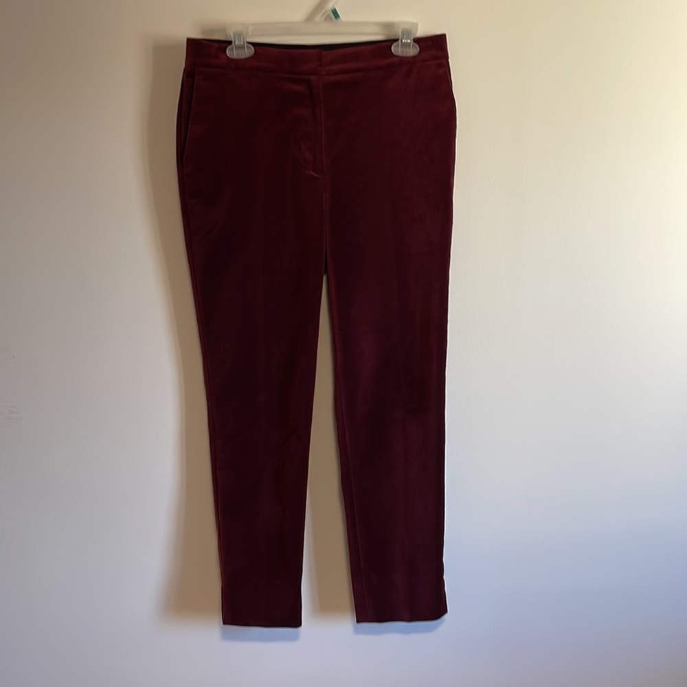 Ann Taylor Burgundy Velvet Pants 6 Trousers Red Suit Slacks Velour